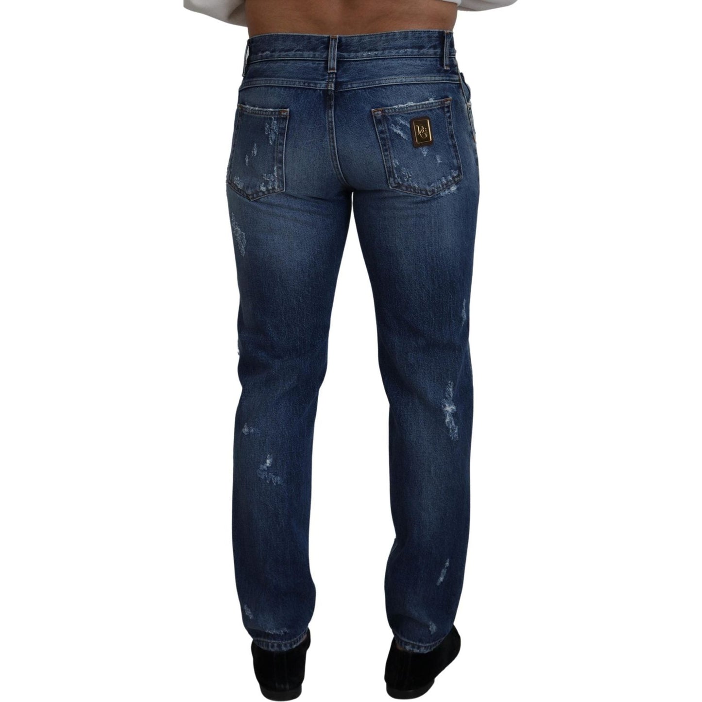 Dolce & Gabbana Blue Cotton Tattered Men Denim Jeans PAN72927-48