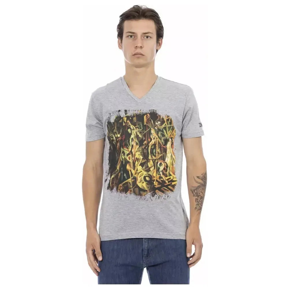 Trussardi Action Gray Cotton Men T-Shirt TR-22844-L