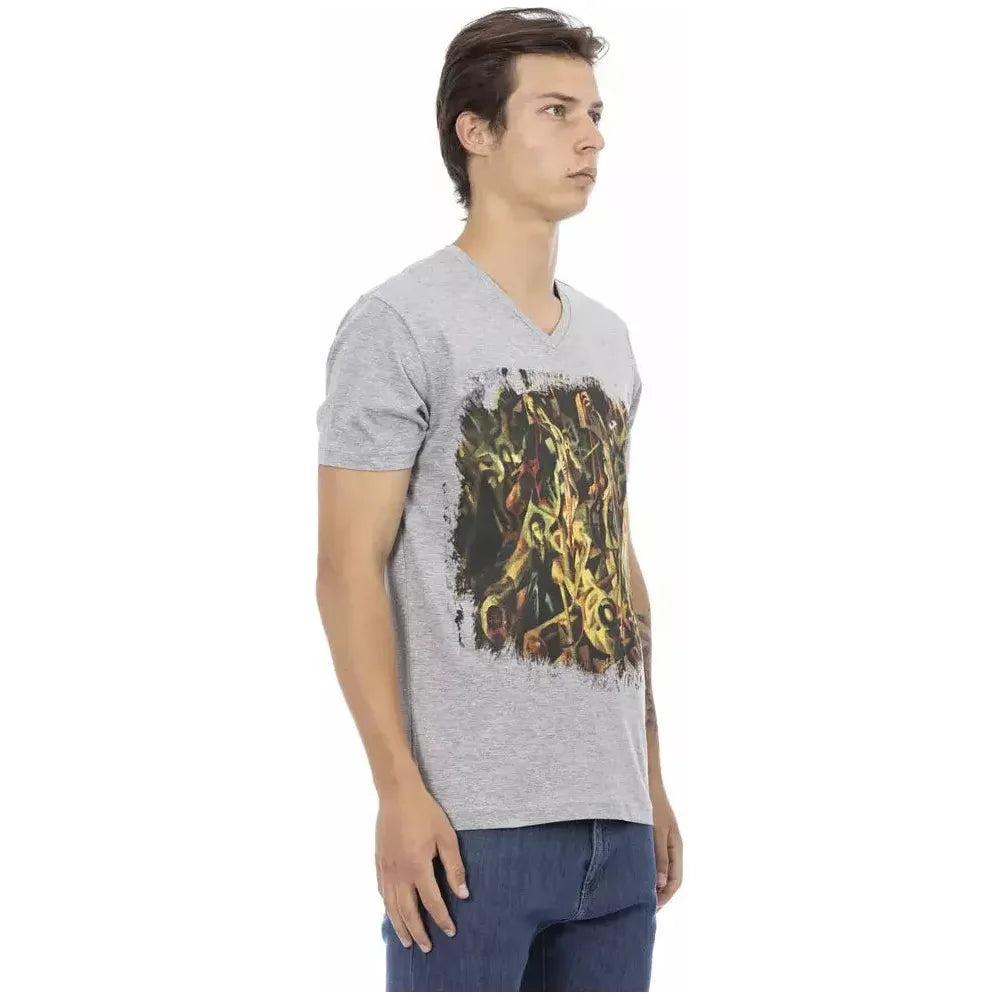 Trussardi Action Gray Cotton Men T-Shirt TR-22844-L