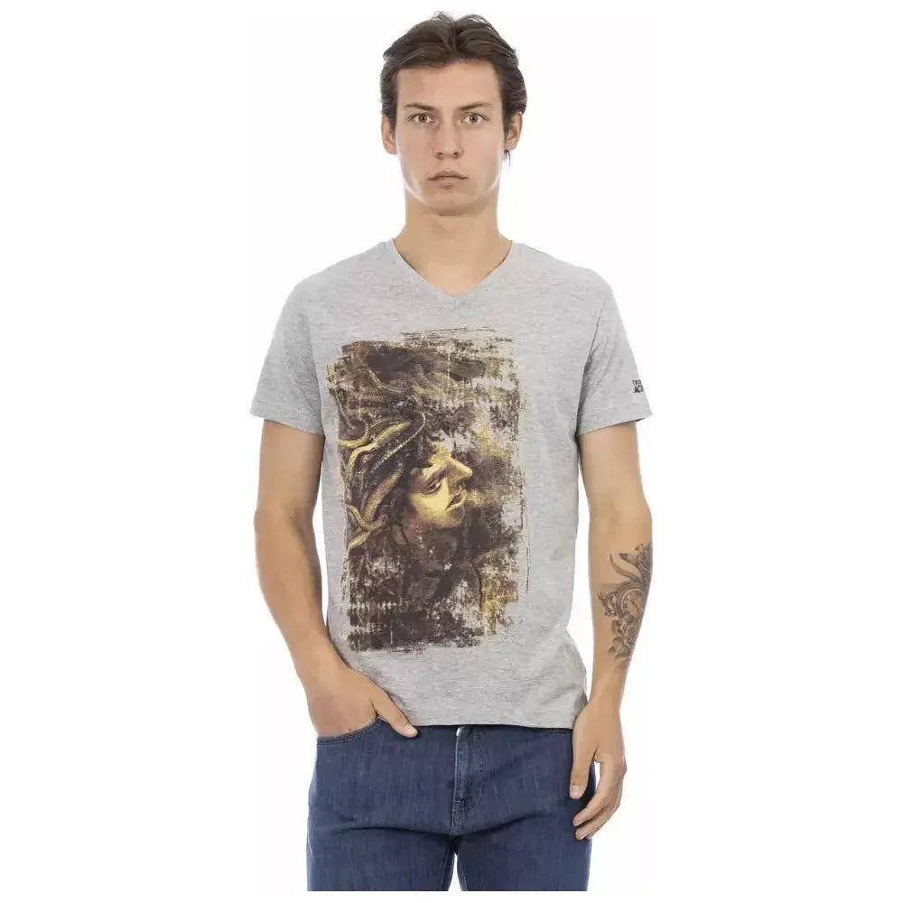 Trussardi Action Gray Cotton Men T-Shirt TR-22886-3XL