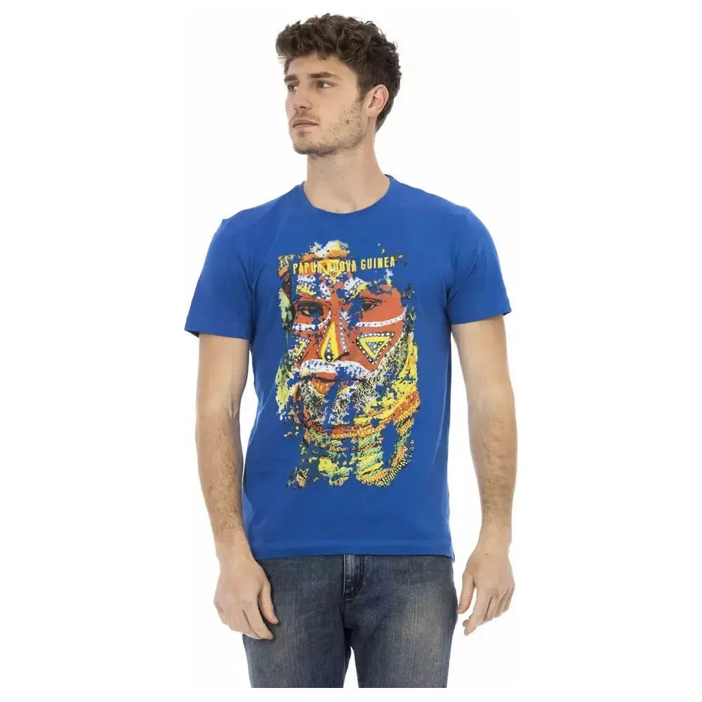 Trussardi Action Blue Cotton Men T-Shirt TR-22725-M