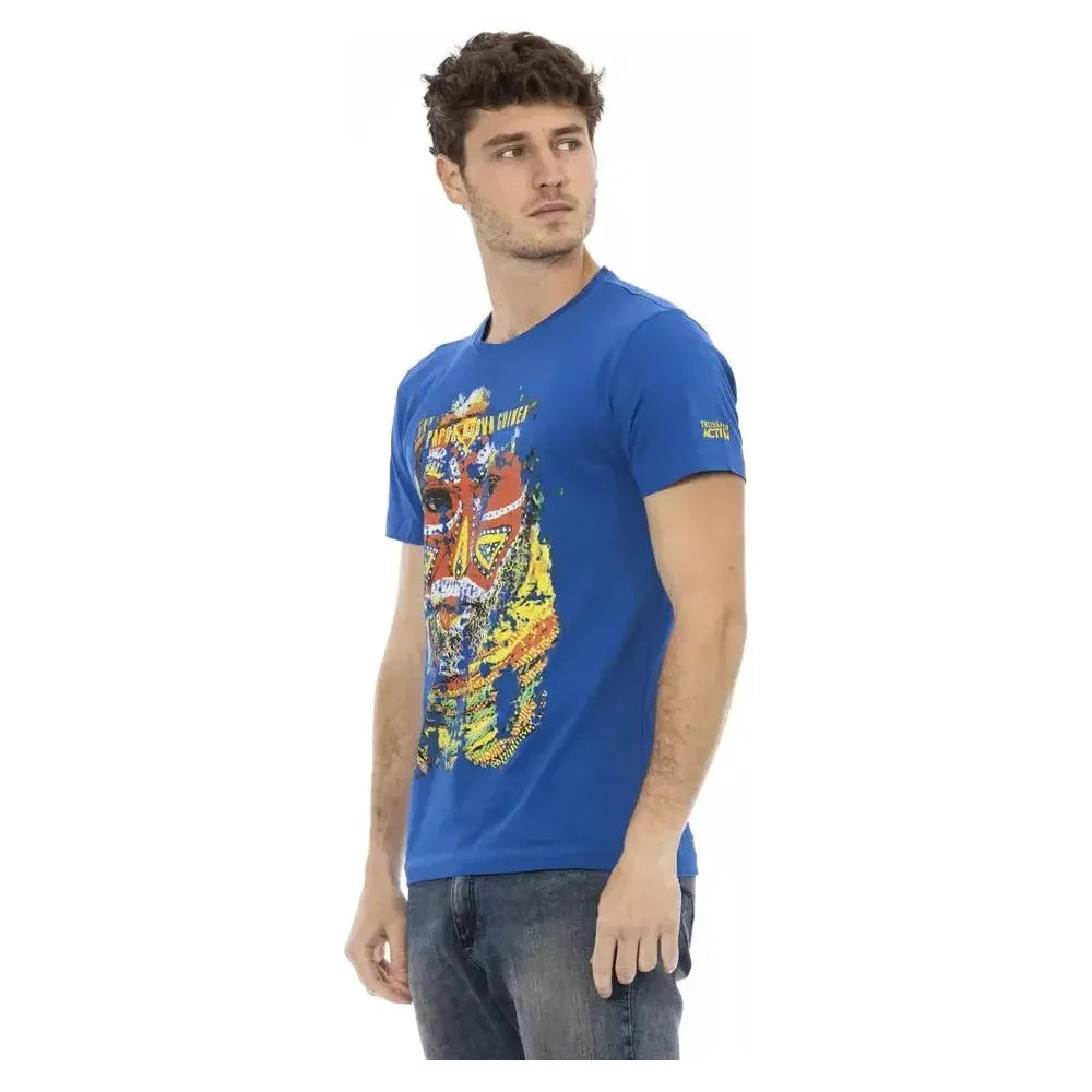 Trussardi Action Blue Cotton Men T-Shirt TR-22725-M