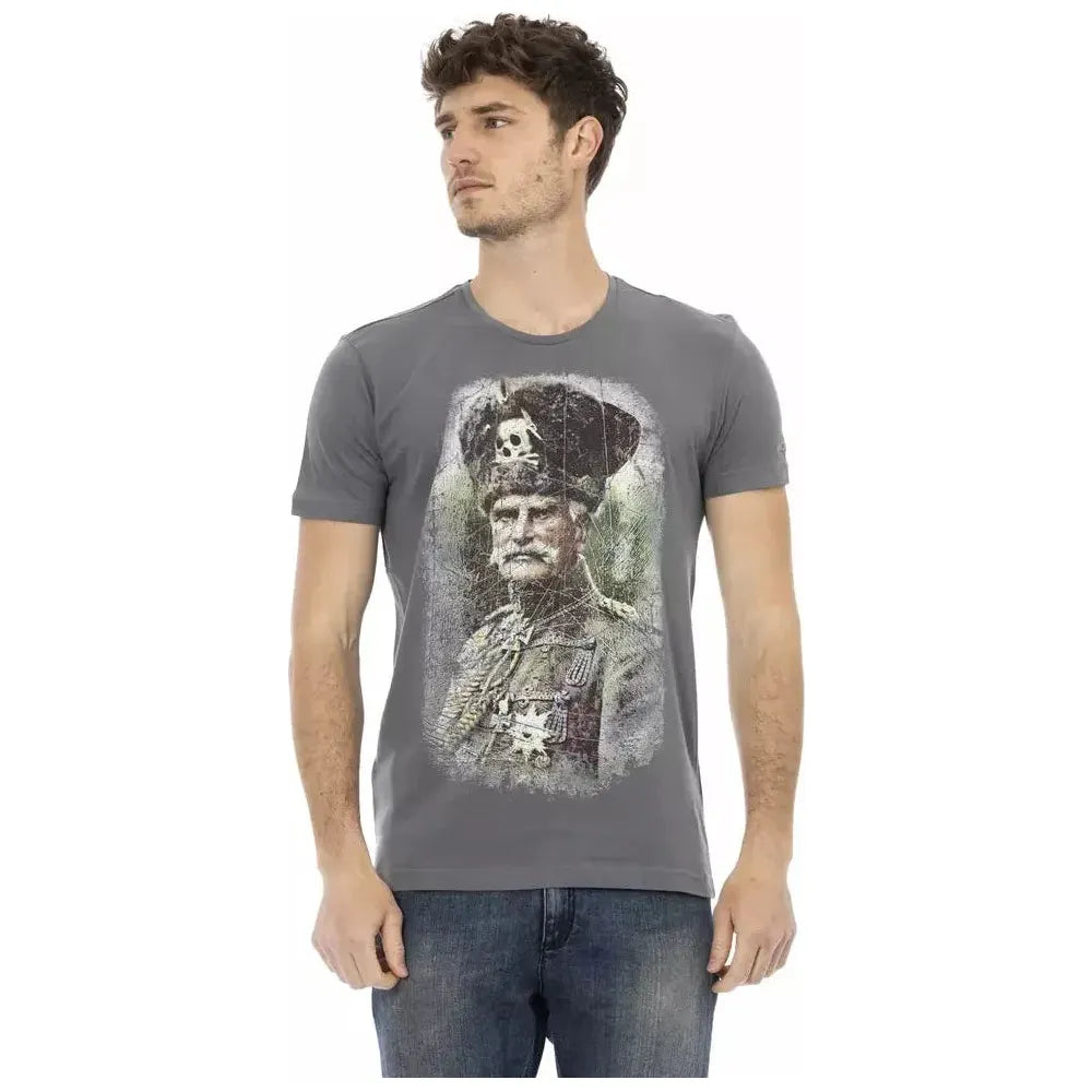 Trussardi Action Gray Cotton Men T-Shirt TR-22690-M
