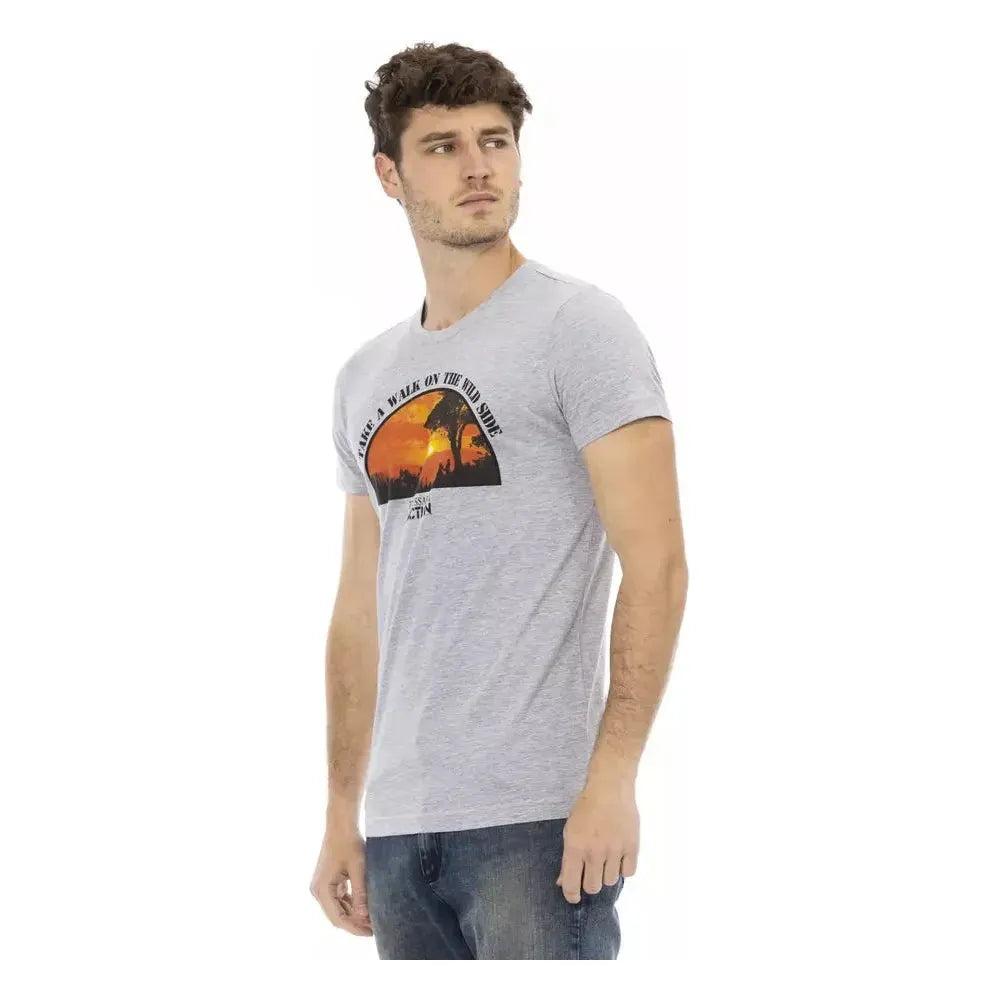 Trussardi Action Gray Cotton Men T-Shirt TR-22680-L