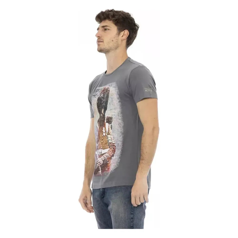 Trussardi Action Gray Cotton Men T-Shirt TR-22686-S