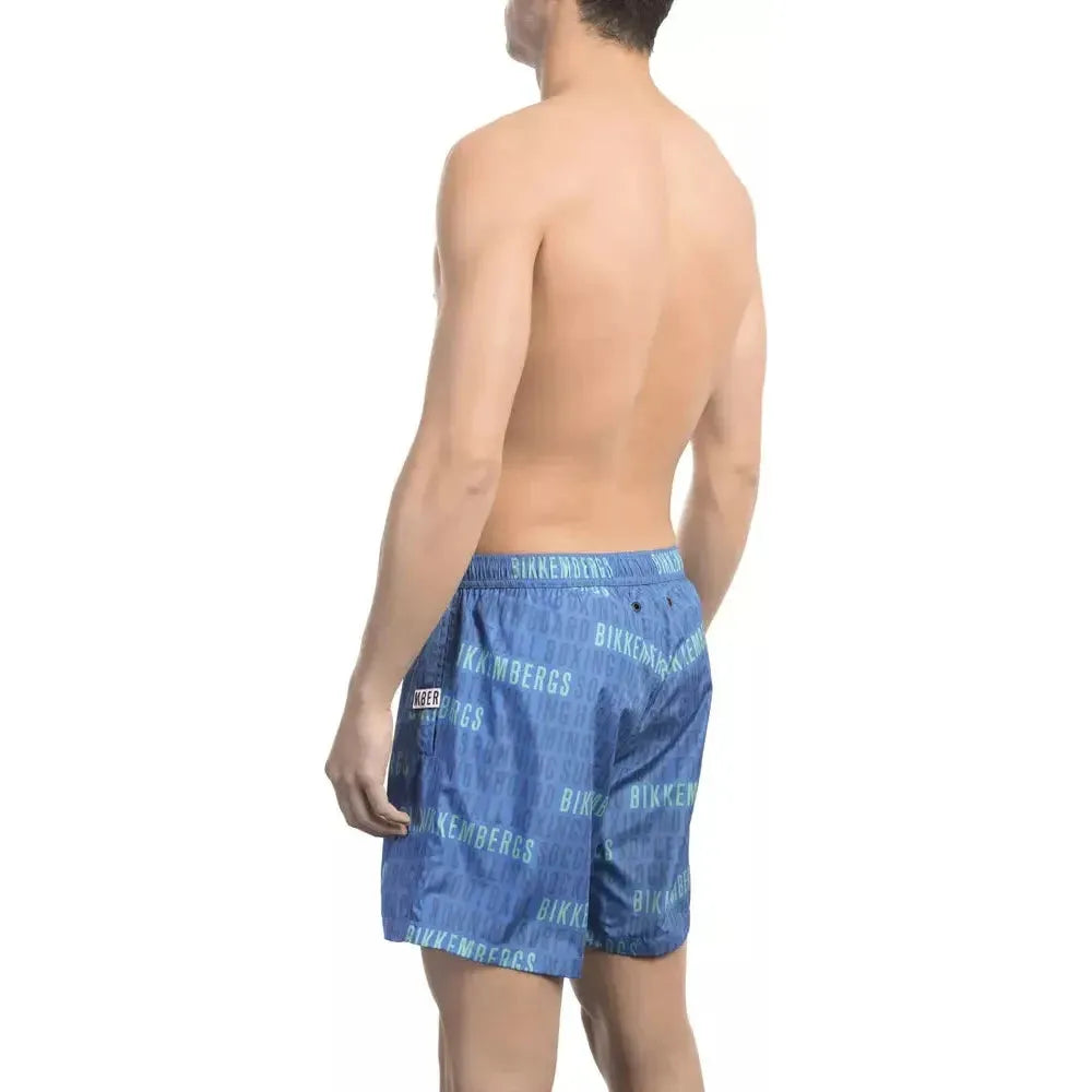 Bikkembergs Blue Polyester Men Swim Short BI-22007-S