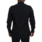 Dolce & Gabbana Black Gold Cotton Slim Fit Dress Mens Shirt TSH83637- 37