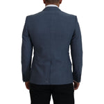Dolce & Gabbana Blue Wool Stretch Slim Fit Jacket Blazer KOS2108- 44