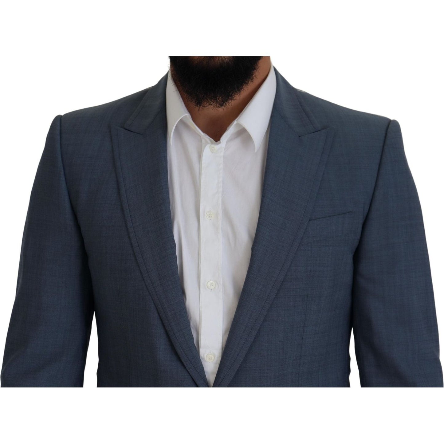 Dolce & Gabbana Blue Wool Stretch Slim Fit Jacket Blazer KOS2108- 44