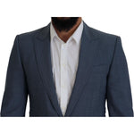 Dolce & Gabbana Blue Wool Stretch Slim Fit Jacket Blazer KOS2108- 44