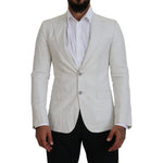Dolce & Gabbana White Linen Slim Fit Jacket Blazer KOS2102- 44