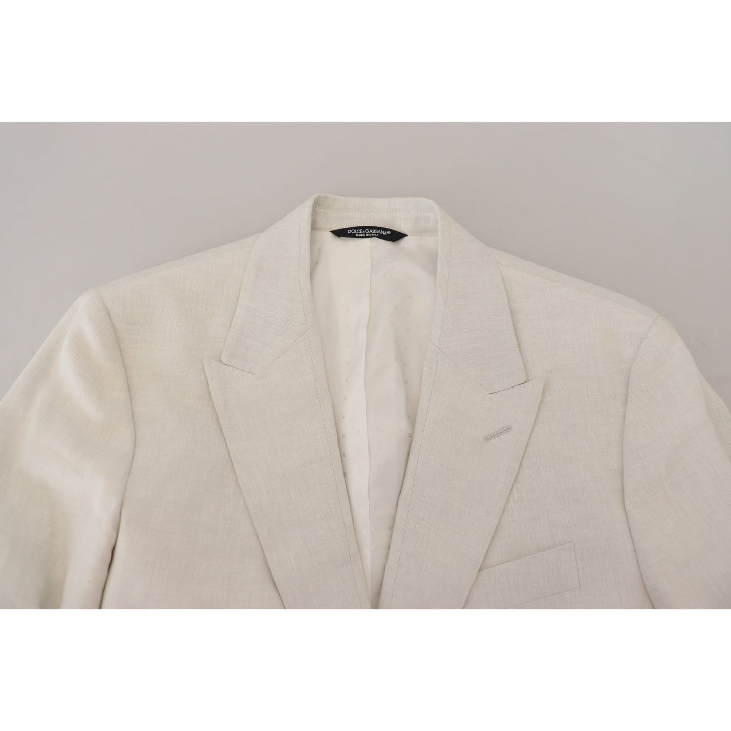 Dolce & Gabbana White Linen Slim Fit Jacket Blazer KOS2102- 44