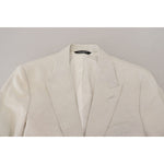 Dolce & Gabbana White Linen Slim Fit Jacket Blazer KOS2102- 44