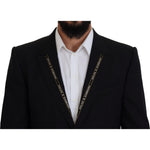Dolce & Gabbana Black Wool Stretch Slim Fit Jacket Blazer KOS2105- 52