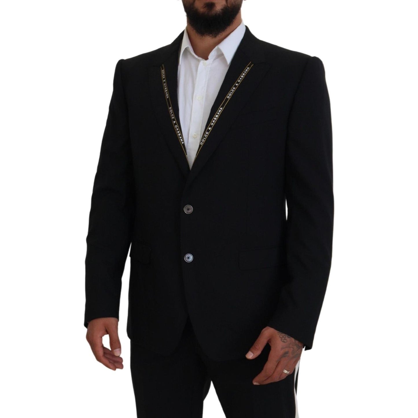 Dolce & Gabbana Black Wool Stretch Slim Fit Jacket Blazer KOS2105- 52