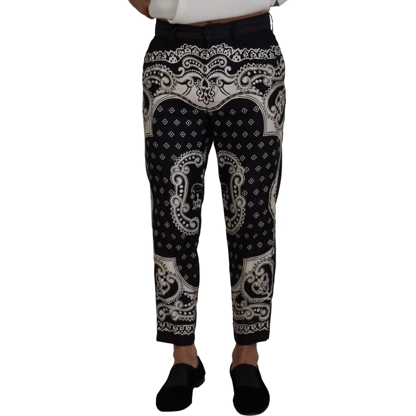 Dolce & Gabbana Black Silk Bandana Print Pants PAN73240 - 48