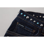 Dolce & Gabbana Blue Cotton Studded Low Waist Denim Jeans PAN73315 - 48