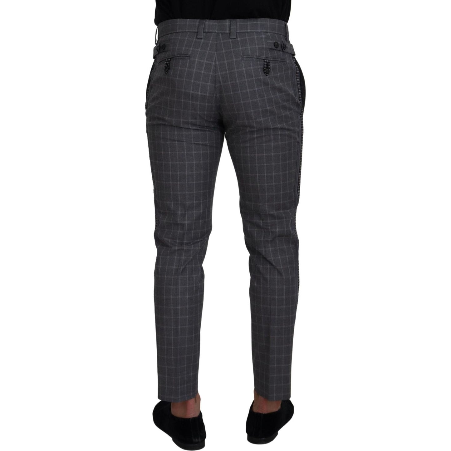 Dolce & Gabbana Grey Cotton Checkered Chino Pants PAN73333 -48