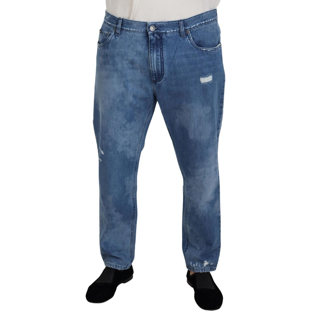 Dolce & Gabbana Blue Washed Cotton Casual Denim Jeans PAN73376 - 54