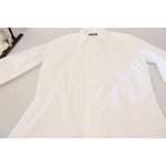 Dolce & Gabbana White Cotton Slim Fit Formal Dress GOLD Shirt TSH83044 - 43