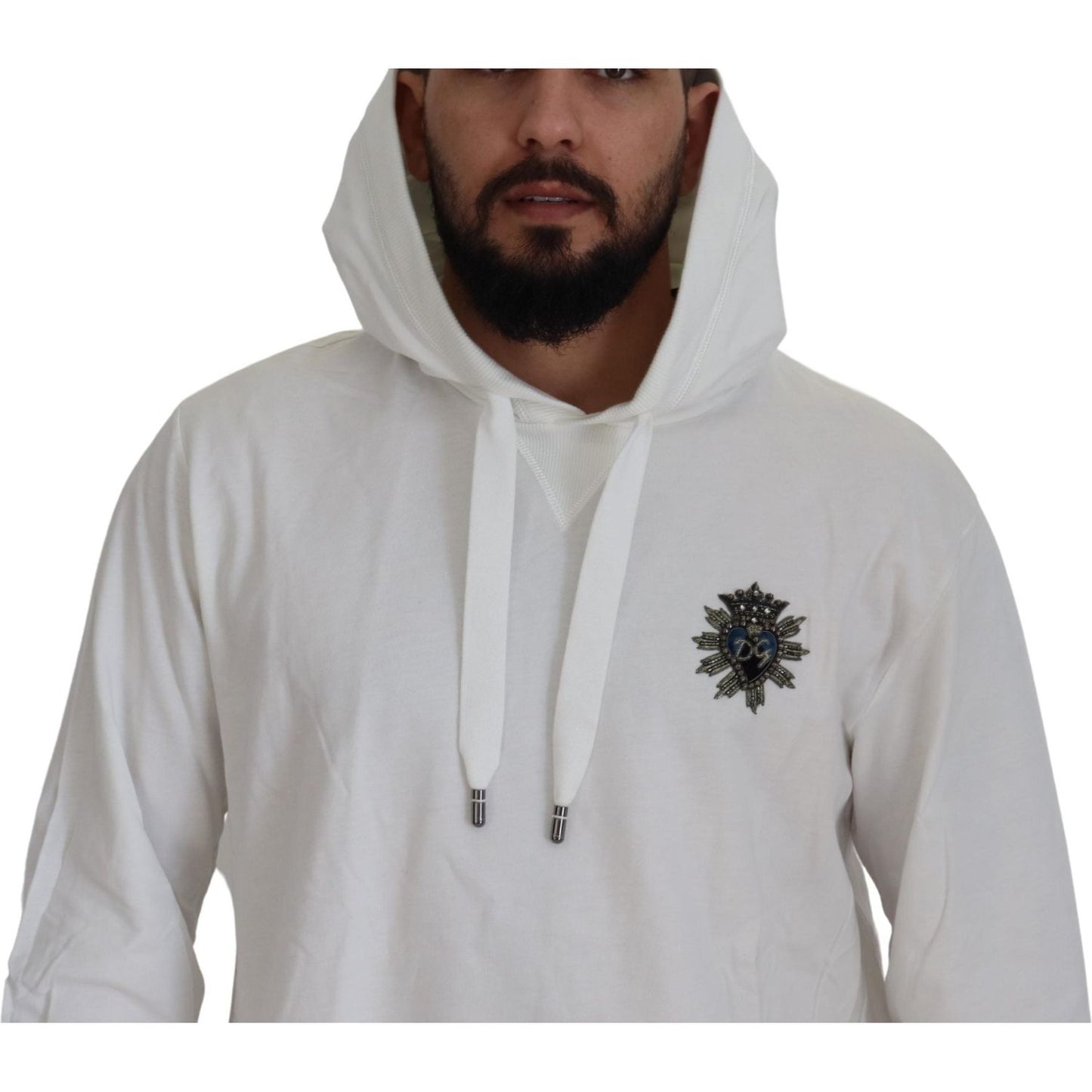 Dolce & Gabbana White Cotton Hooded Sweatshirt Sweater TSH7919 - 56