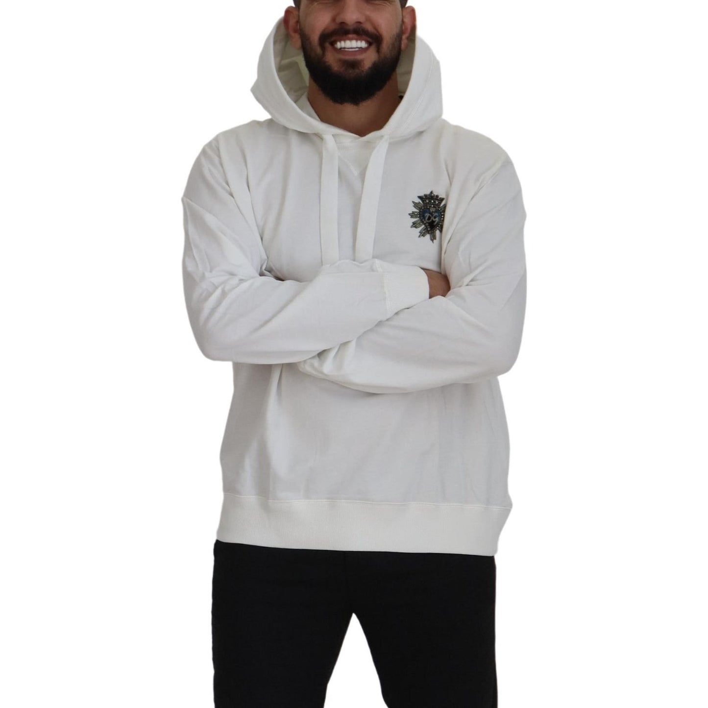 Dolce & Gabbana White Cotton Hooded Sweatshirt Sweater TSH7919 - 56