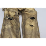 Dolce & Gabbana Gold Cotton Tattered Skinny Men Denim Jeans PAN74266 - 50