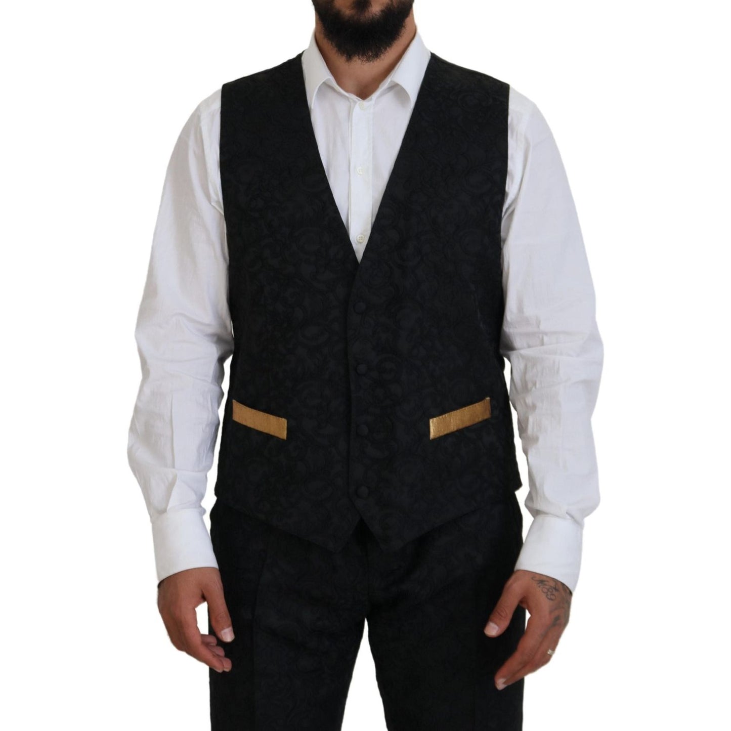 Dolce & Gabbana Black Gold Fantasy Tuxedo Slim Fit Suit KOS2110- 46