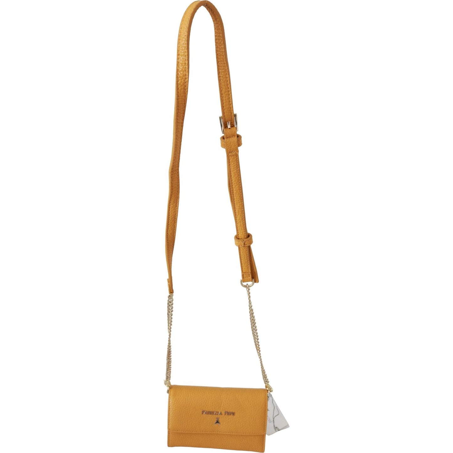 Patrizia Pepe Yellow Logo Leather Shoulder Strap Sling Bag VAS9046