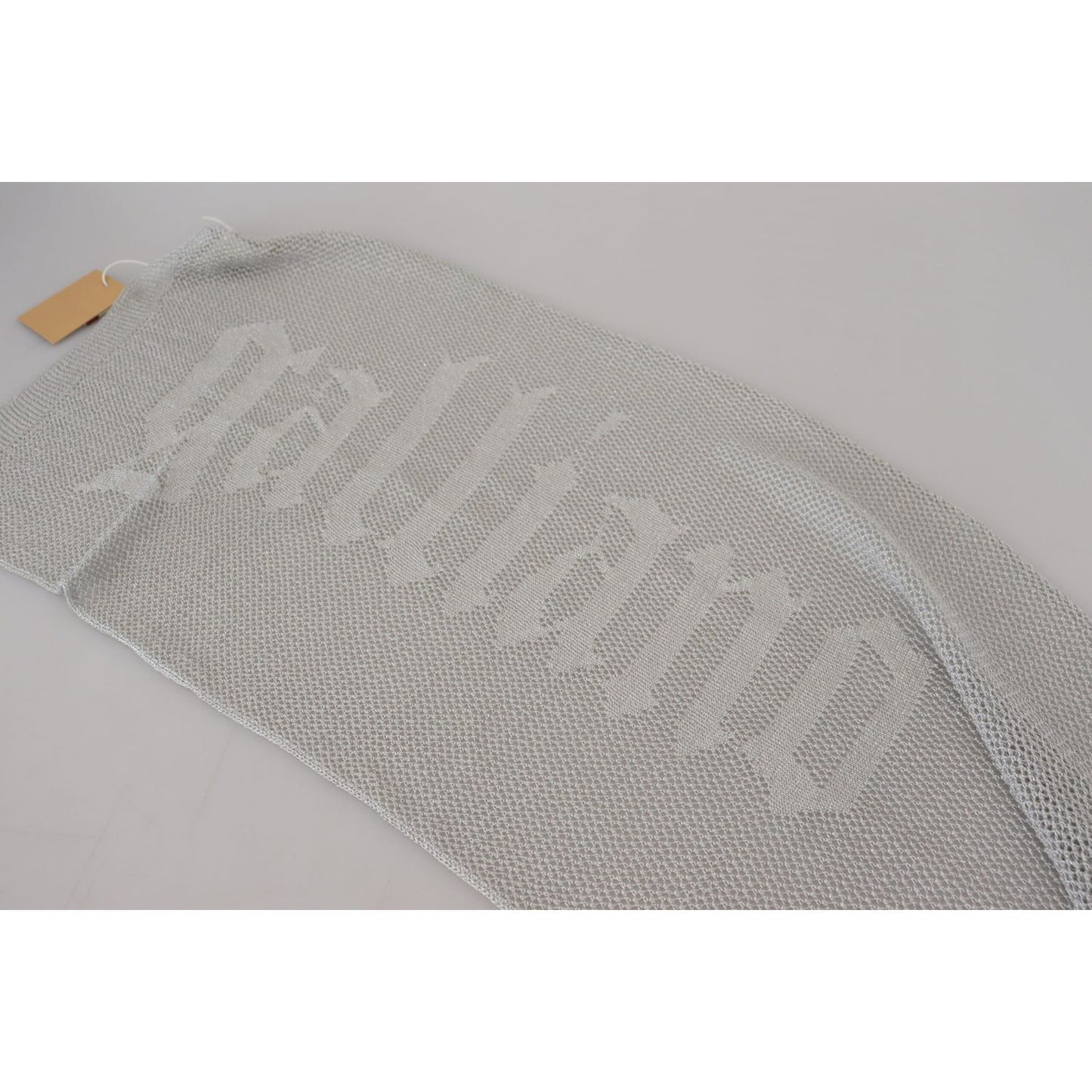 John Galliano Gray Logo Knitted Neck Wrap Shawl Foulard Scarf