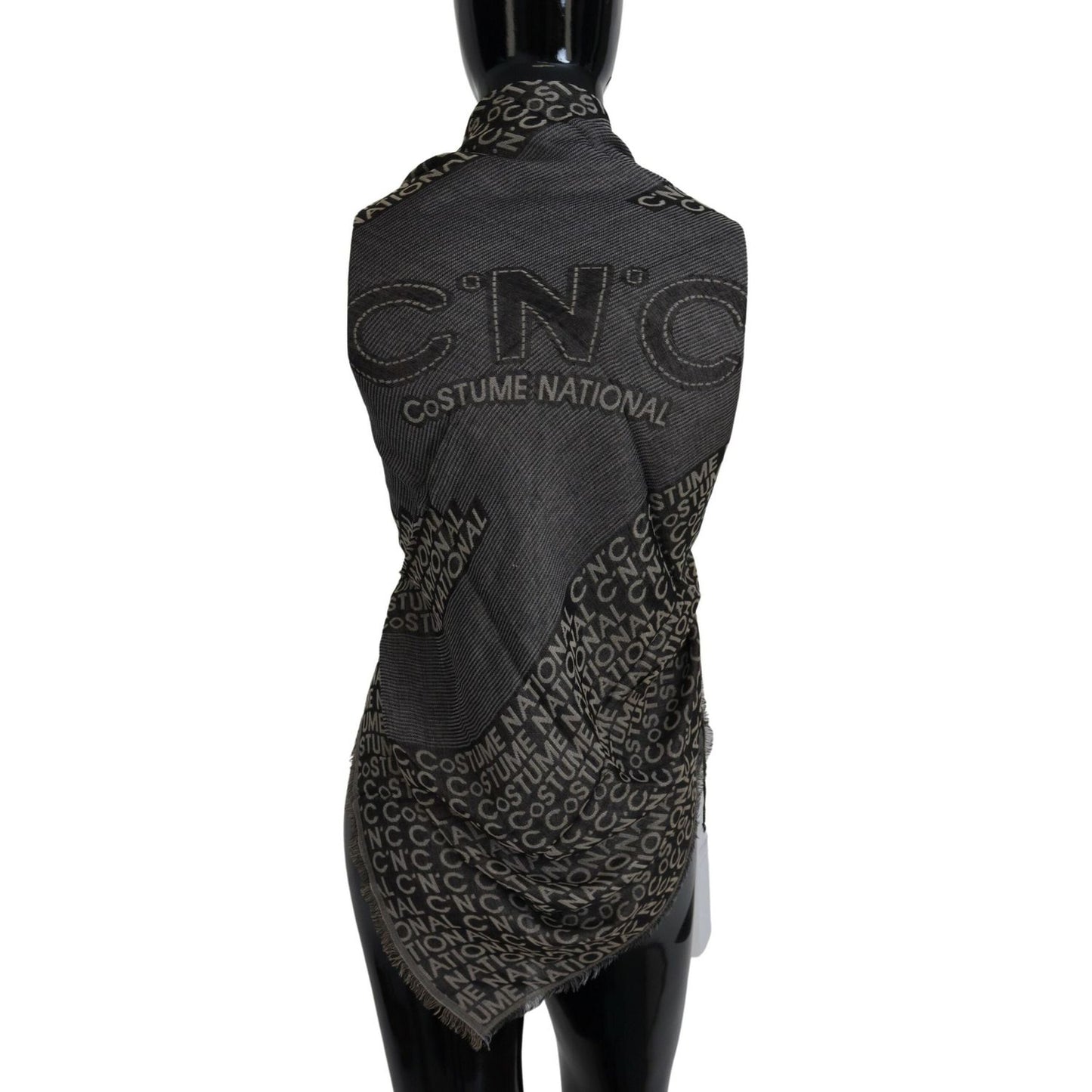 Costume National Gray Logo Knit Neck Wrap Shawl Scarf MS6868