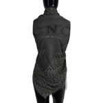 Costume National Gray Logo Knit Neck Wrap Shawl Scarf MS6868
