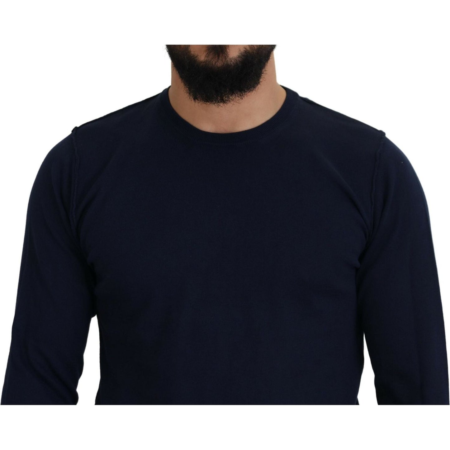 Paolo Pecora Milano Blue Cotton Crewneck Pullover Sweater TSH8253 - 54