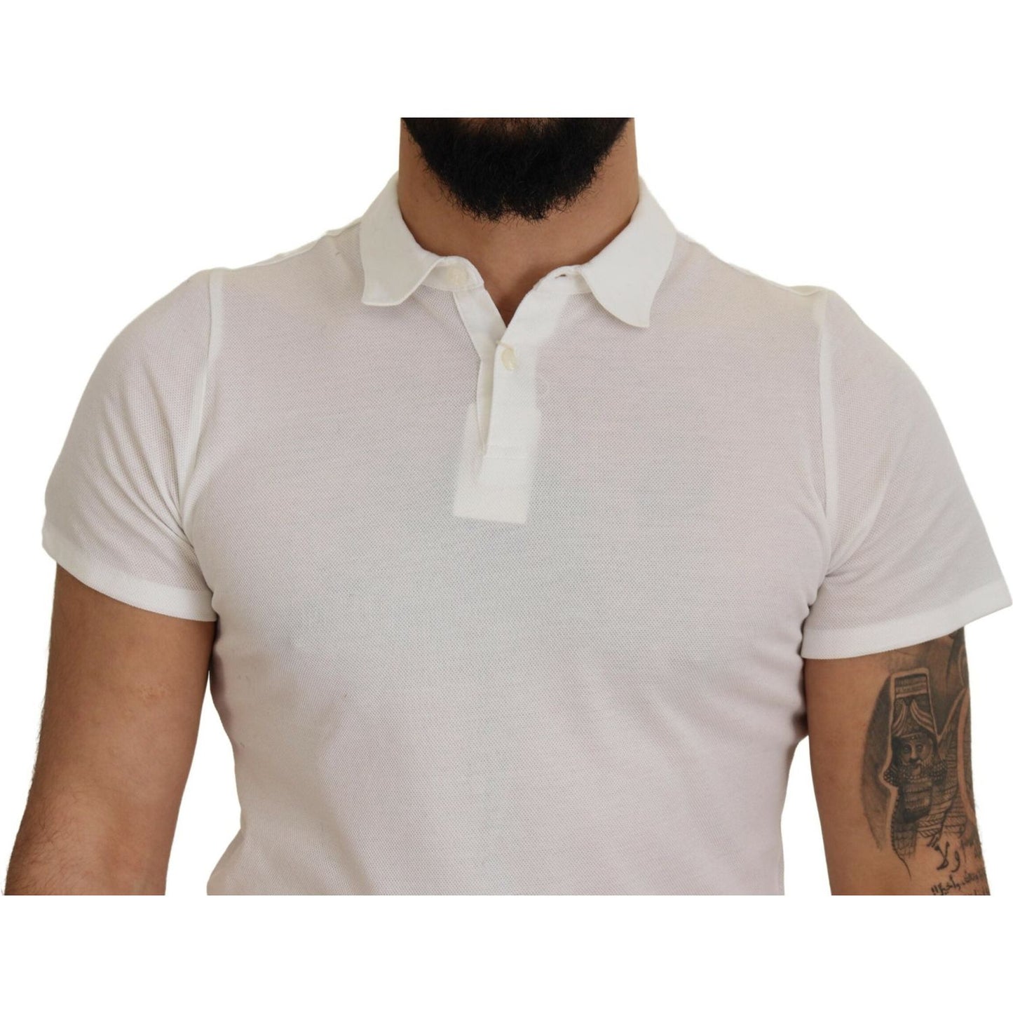FRADI White Cotton Collared Short Sleeves Polo T-shirt TSH8223 - 46
