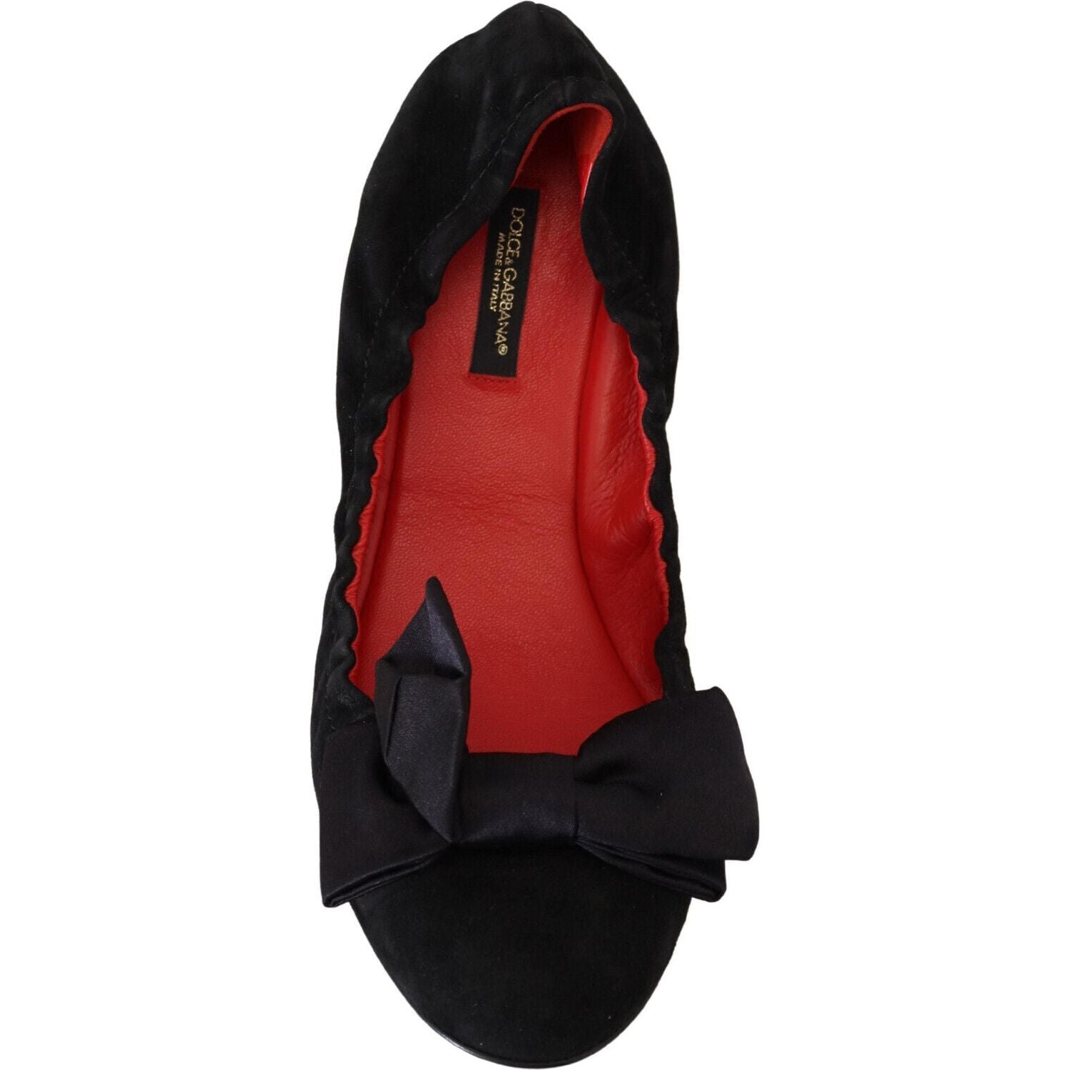 Dolce & Gabbana Black Suede Flat Slip On Ballet Shoes