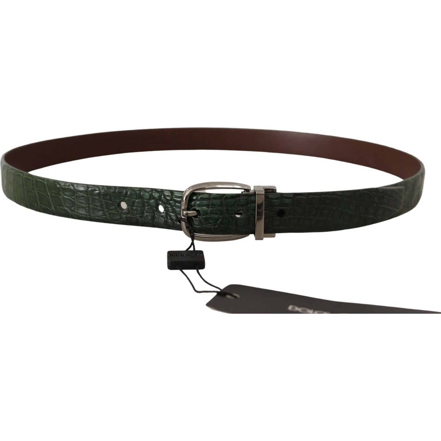 Dolce & Gabbana Green Exotic Leather Silver Buckle Belt BEL8407 - 95