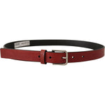 Dolce & Gabbana Maroon Vitello Leather Silver Metal Belt BEL8467- 85