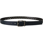 Dolce & Gabbana Navy Blue Perforated Leather Skinny Metal Buckle Belt BEL8478- 90