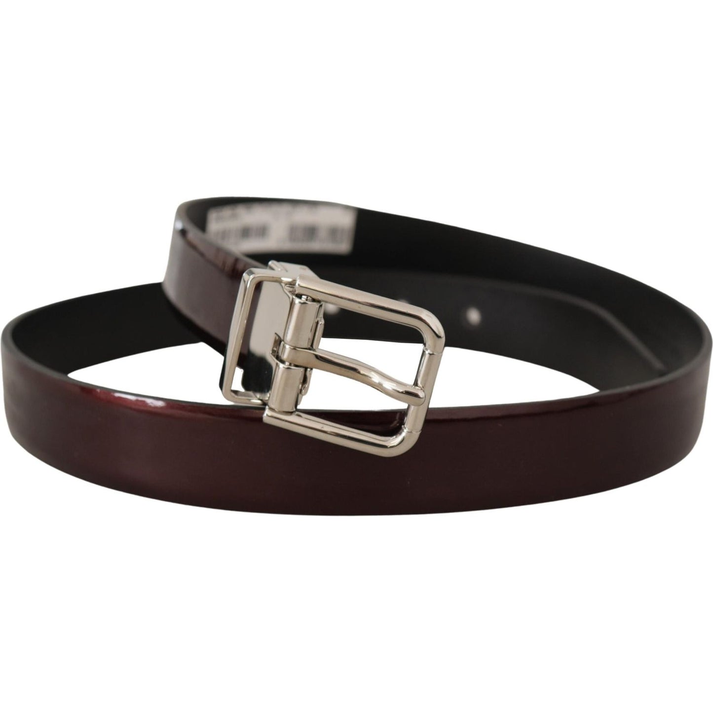 Dolce & Gabbana Brown Patent Leather Silver Metal Buckle Belt BEL8506- 90