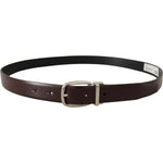 Dolce & Gabbana Solid Brown Leather Silver Metal Belt BEL8508- 90