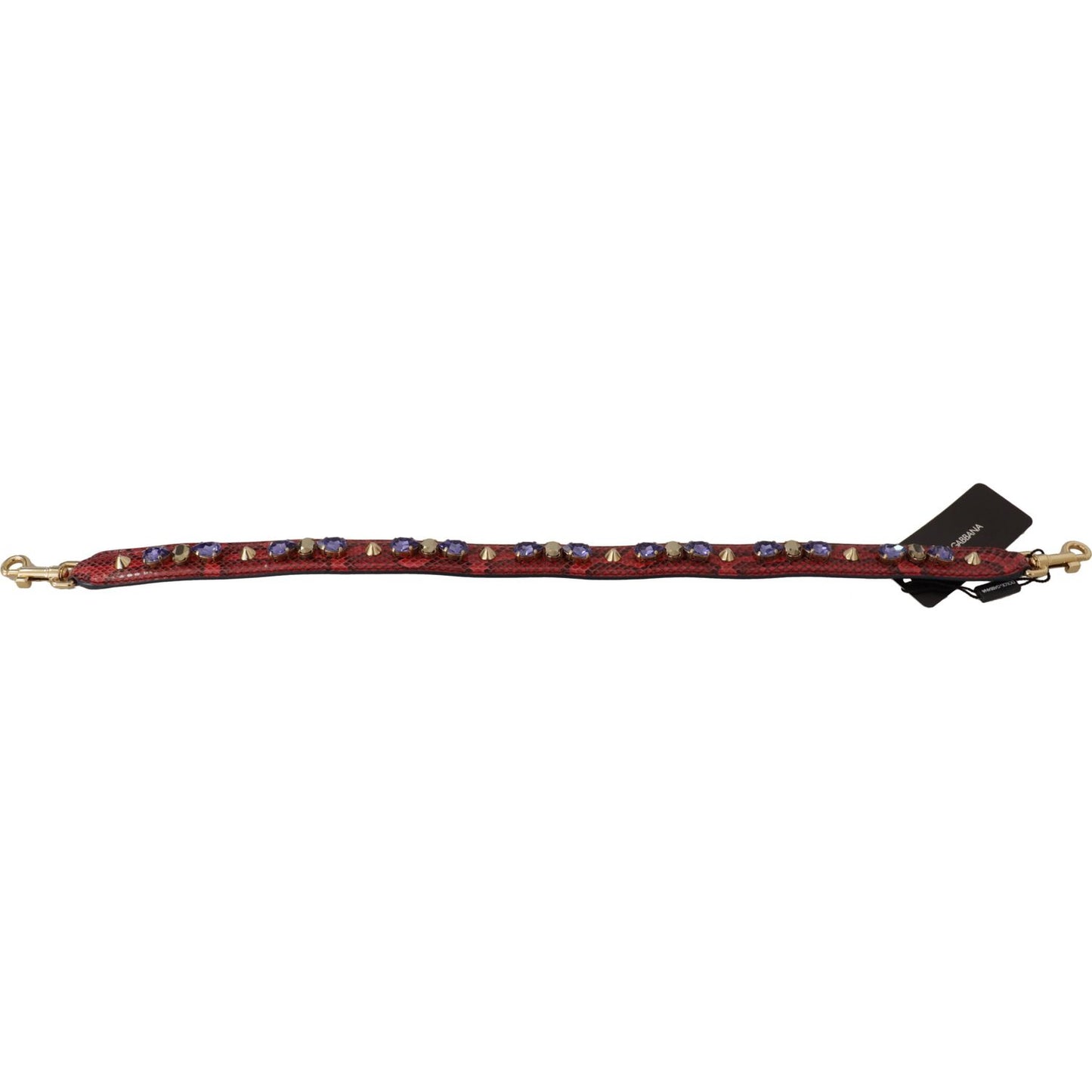 Dolce & Gabbana Red Exotic Leather Crystals Bag Shoulder Strap BEL8721