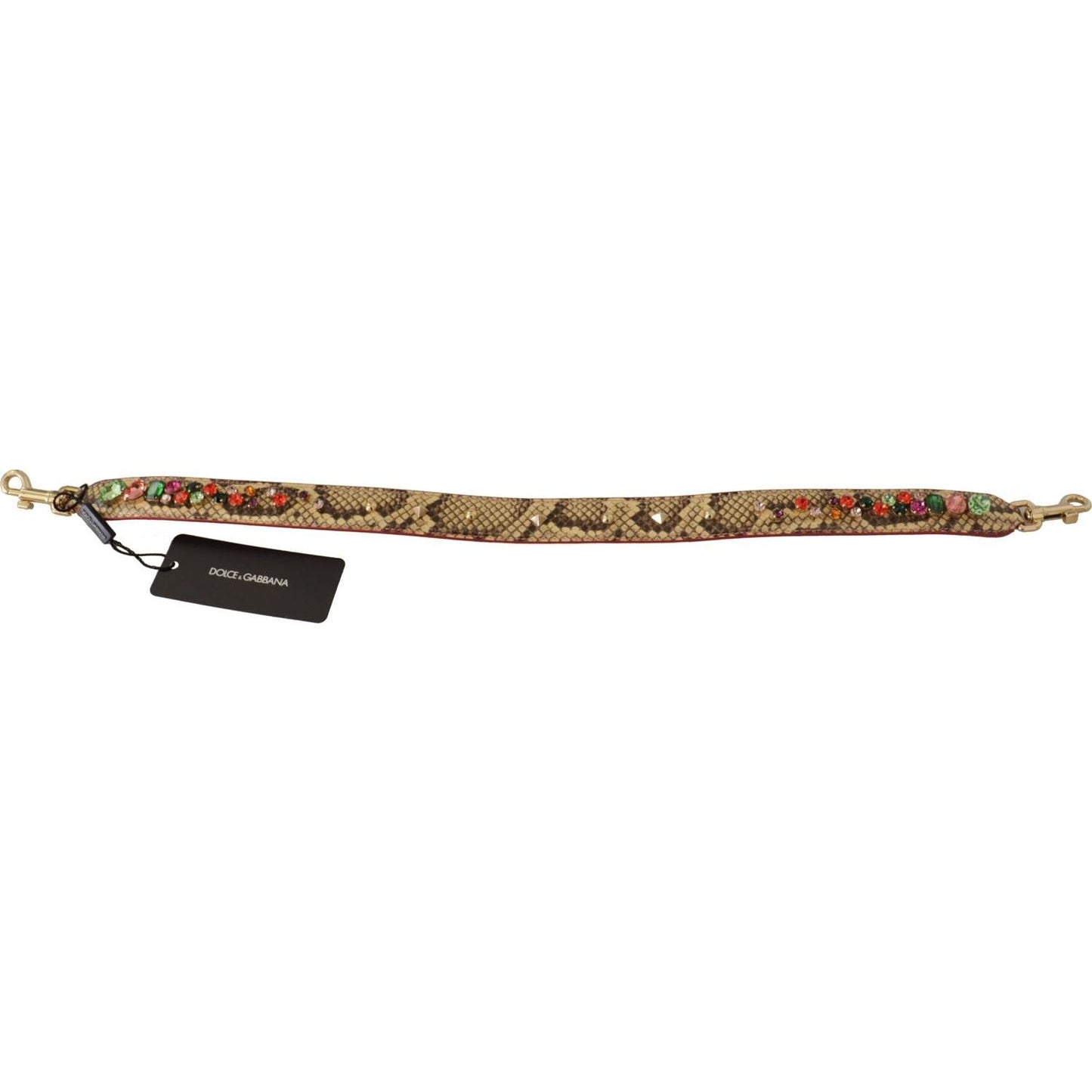 Dolce & Gabbana Beige Exotic Leather Crystals Shoulder Strap