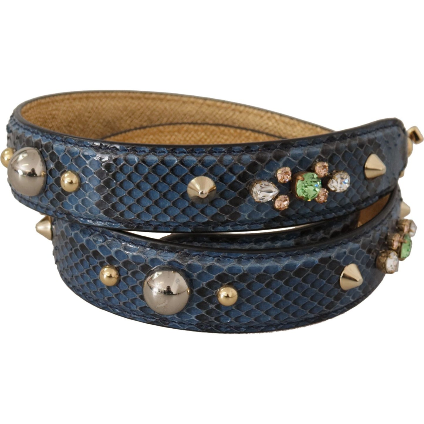 Dolce & Gabbana Blue Exotic Leather Crystals Shoulder Strap BEL8732