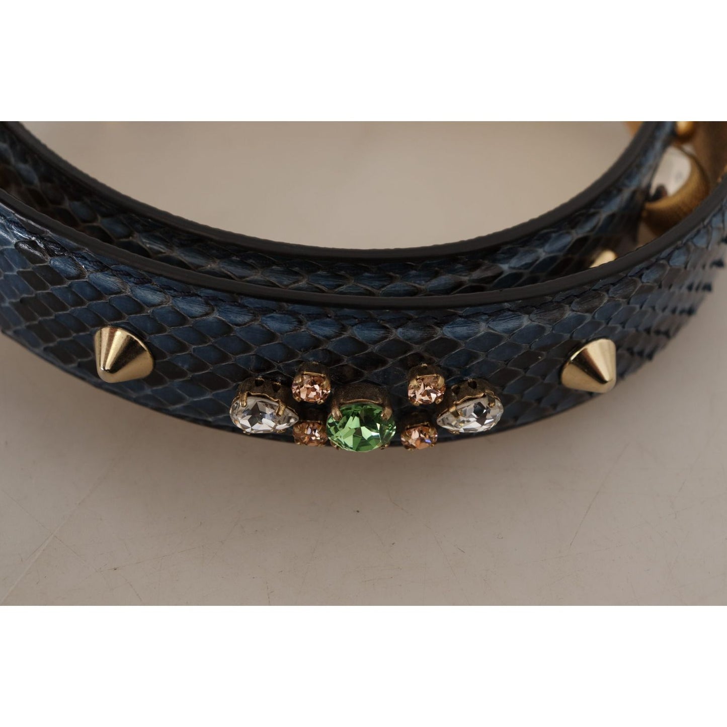 Dolce & Gabbana Blue Exotic Leather Crystals Shoulder Strap BEL8732