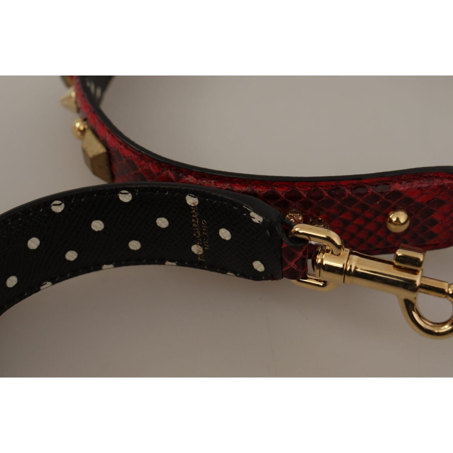 Dolce & Gabbana Red Python Leather Crystals Reversible Shoulder Strap BEL8742