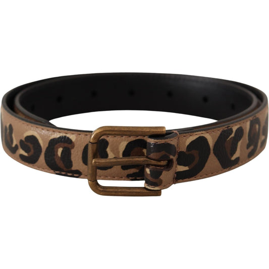 Dolce & Gabbana Brown Leopard Print Vintage Metal Waist Buckle Belt