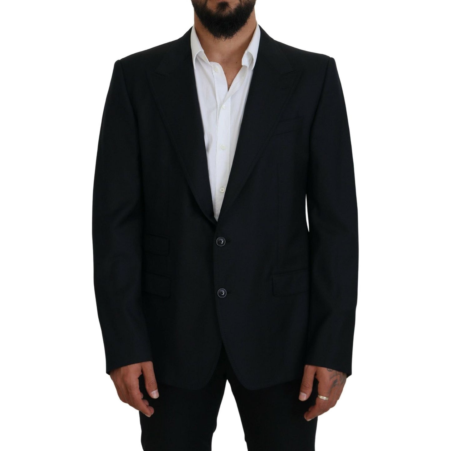 Dolce & Gabbana Dark Blue Wool Formal Sicilia Blazer KOS2129- 56