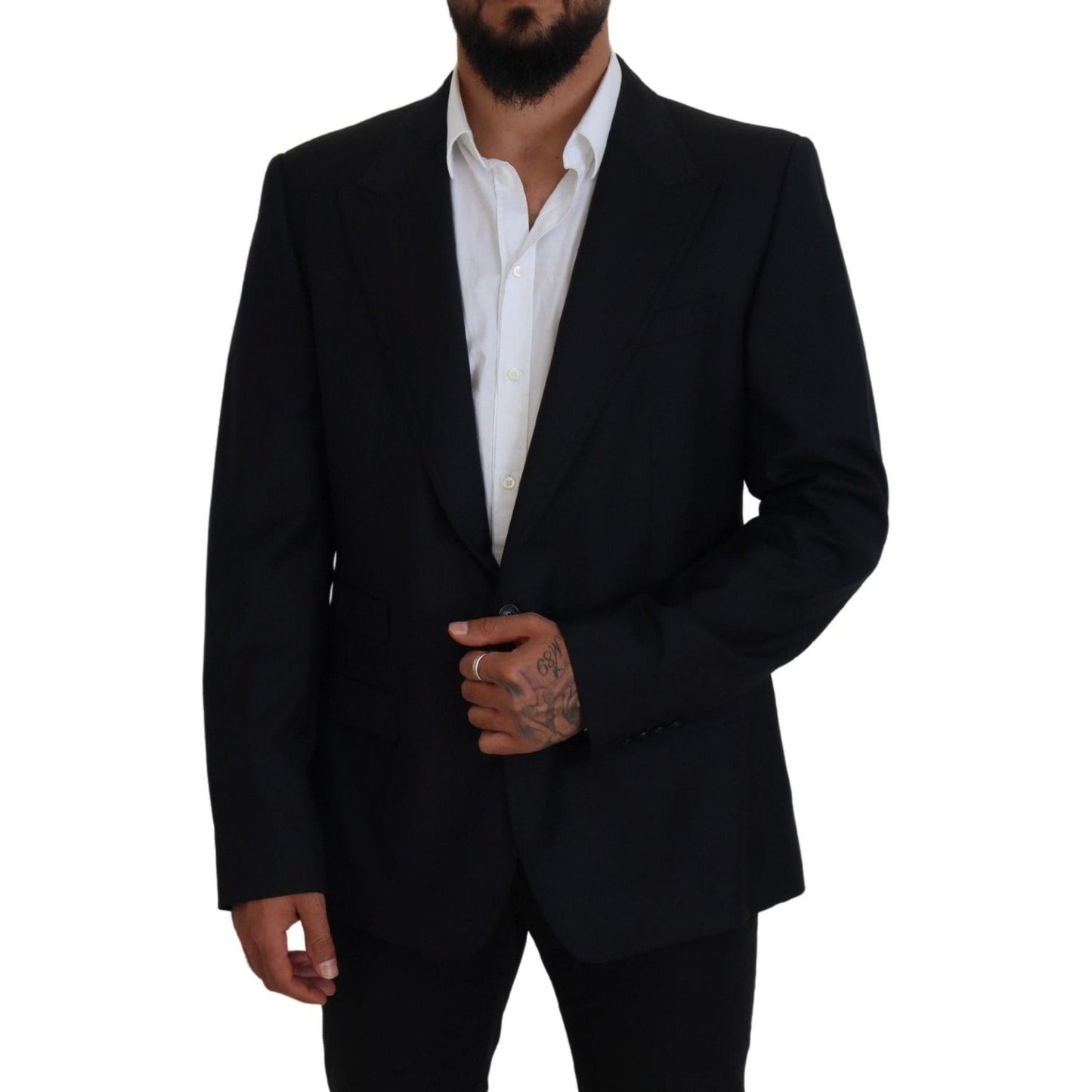 Dolce & Gabbana Dark Blue Wool Formal Sicilia Blazer KOS2129- 56