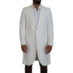 Dolce & Gabbana White Floral Brocade Trench Coat Jacket KOS2159 - 48