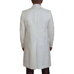 Dolce & Gabbana White Floral Brocade Trench Coat Jacket KOS2159 - 48